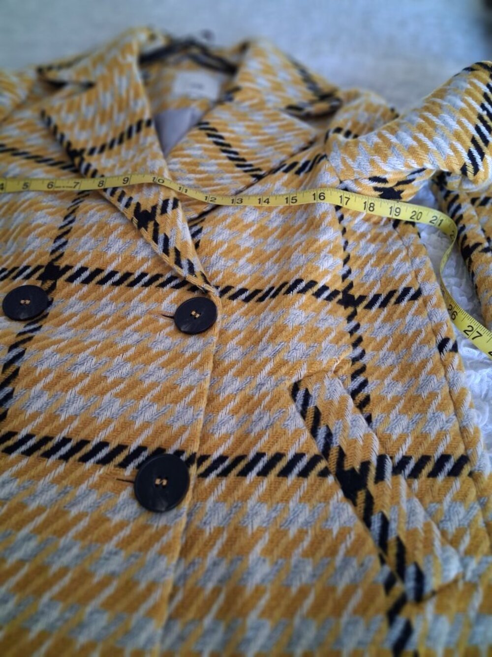 River Island Yellow Plaid Double-Breasted Coat - Picture 8 of 10